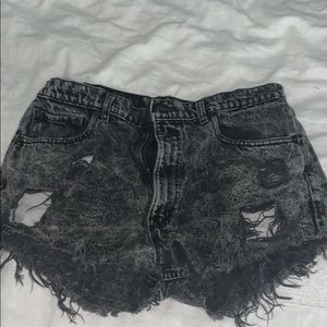black jean shorts